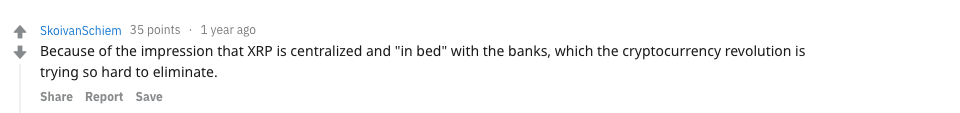 Reddit user comment on Ripple