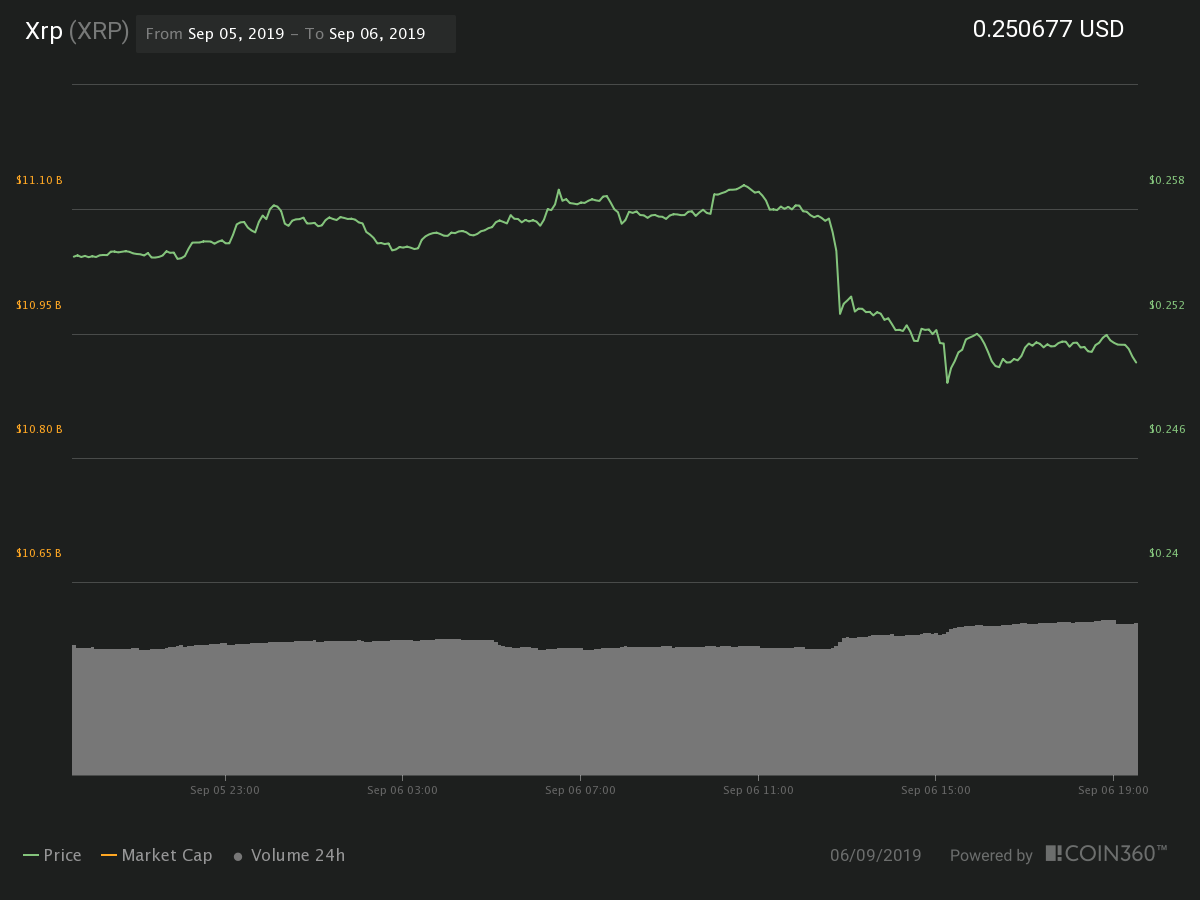 XRP 24-hour price chart