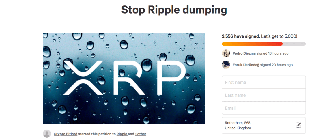 "The "stop dumping XRP" petition