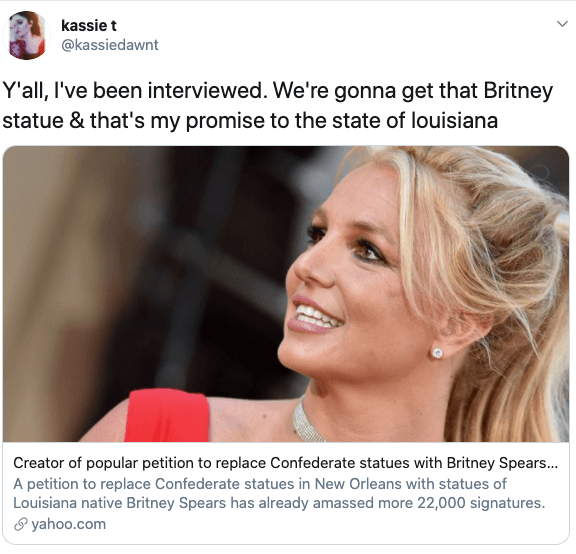 Tweet from the Britney Spears petition organizer (Kassie Thibodeaux)