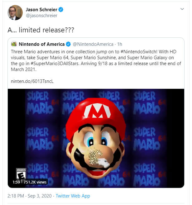 Nintendo - Reaction Tweet