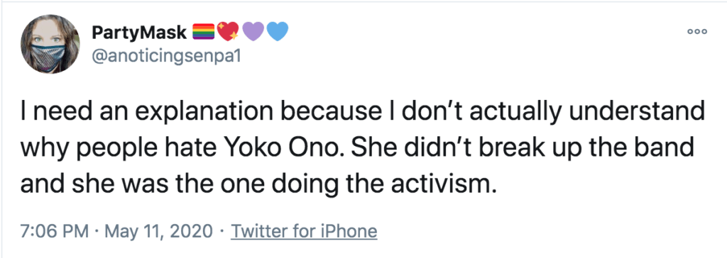 Yoko Ono tweet 2.