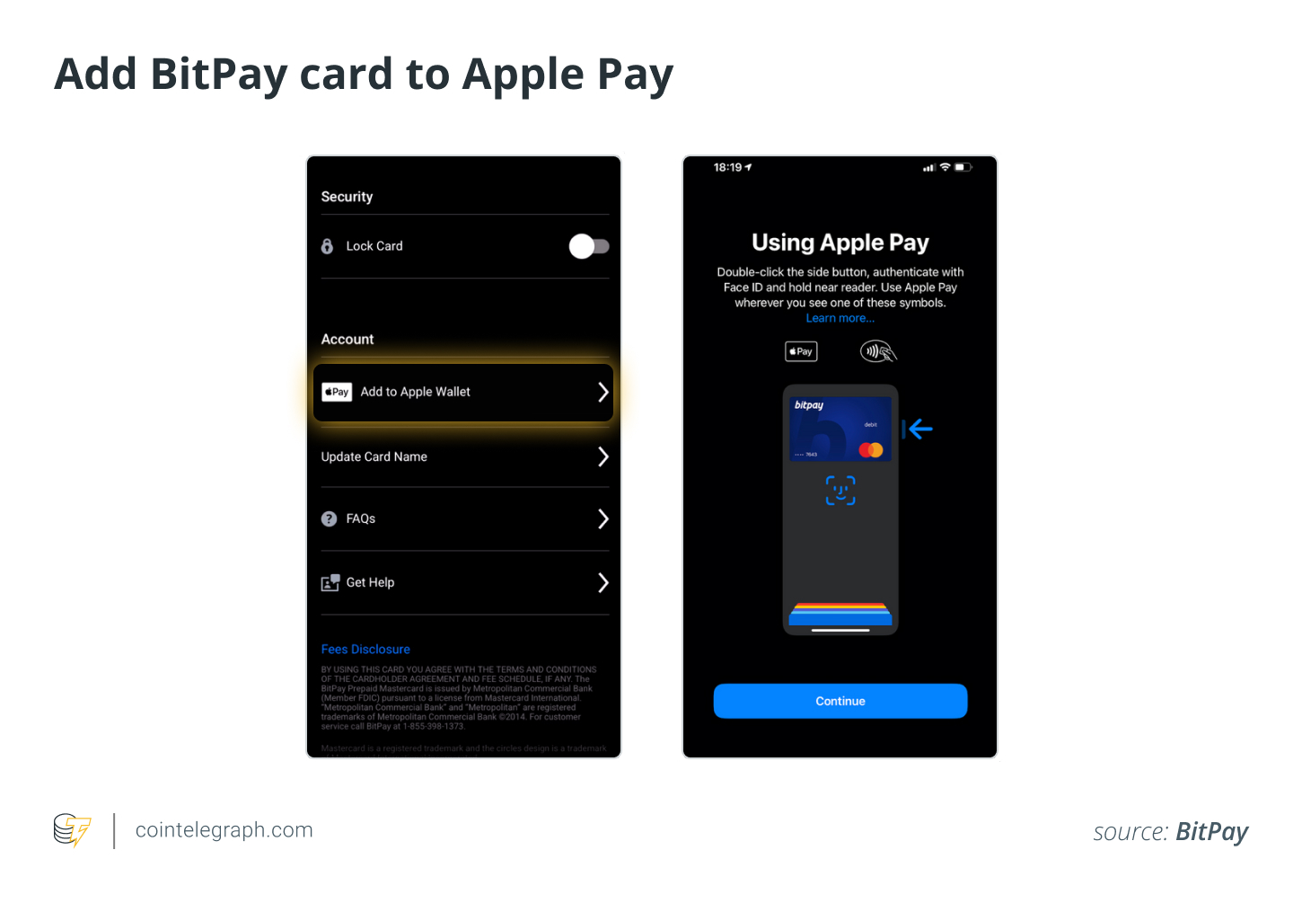 Add BitPay card to Apple Pay