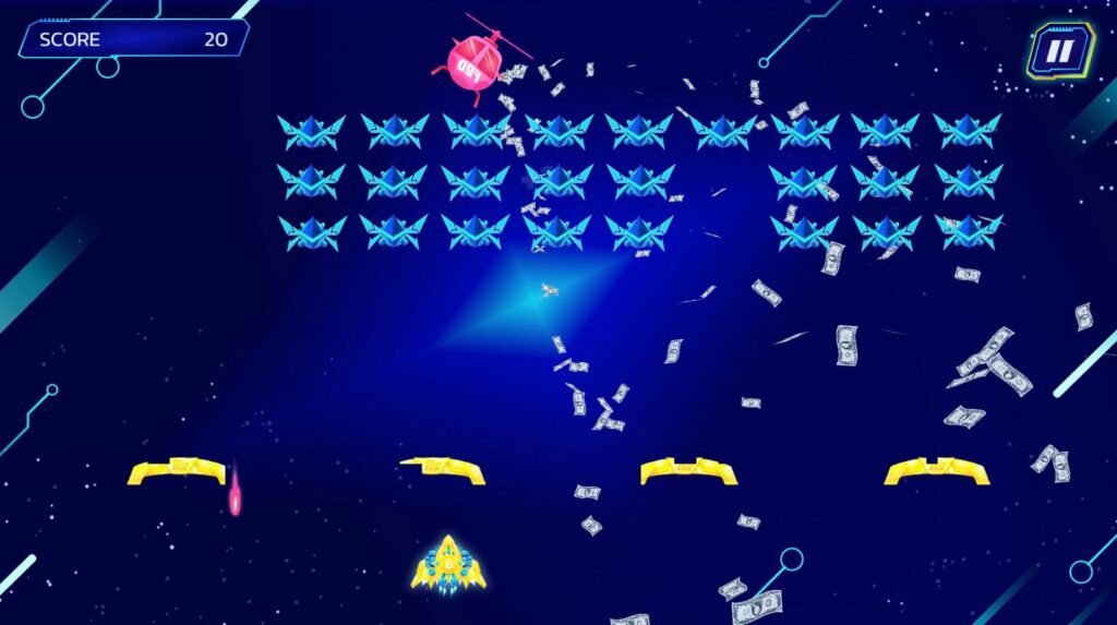 A promotional still from the game Coin Invaders on Steam.