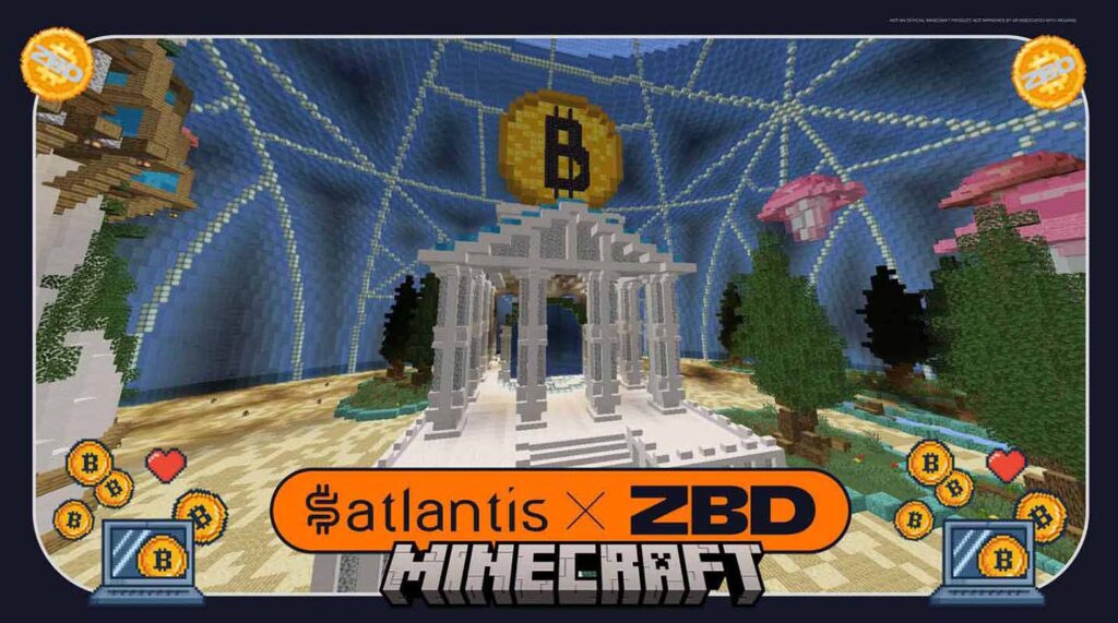Bitcoin integration for Minecraft with Satlantis and Zebedee partnership.