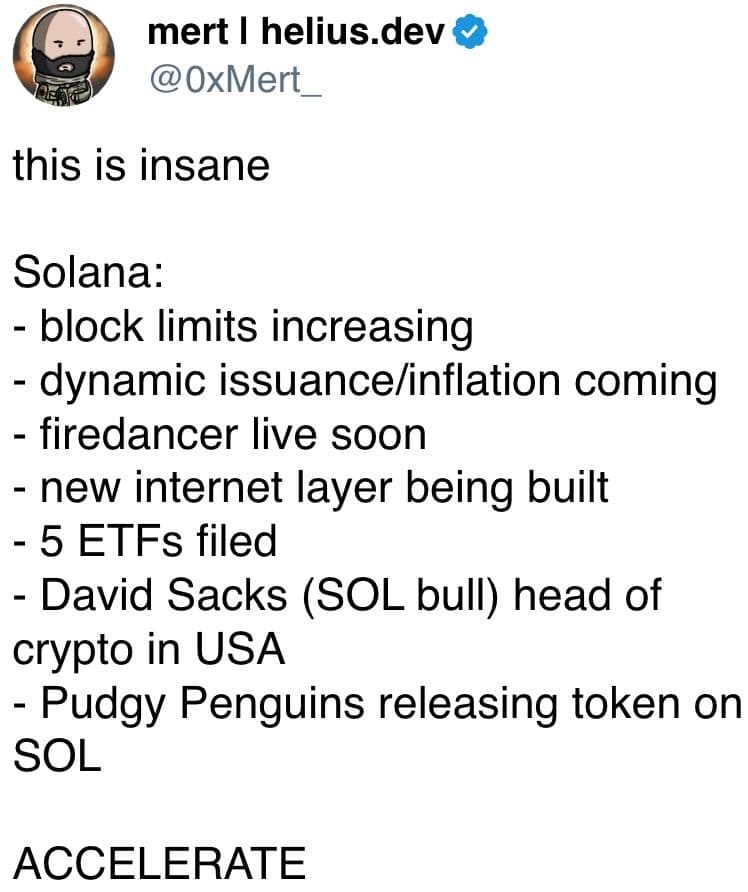 Solana’s various developments including block limit increases, ETF filings