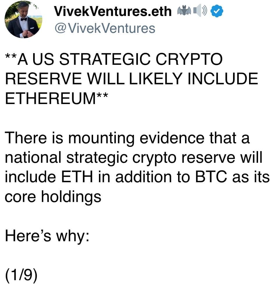 U.S. strategic reserve could include ether