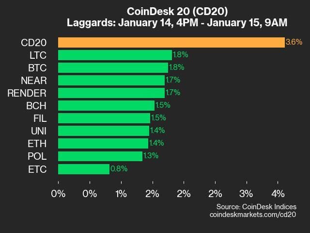 9am CoinDesk 20 Update for 2025-01-15: leaders chart