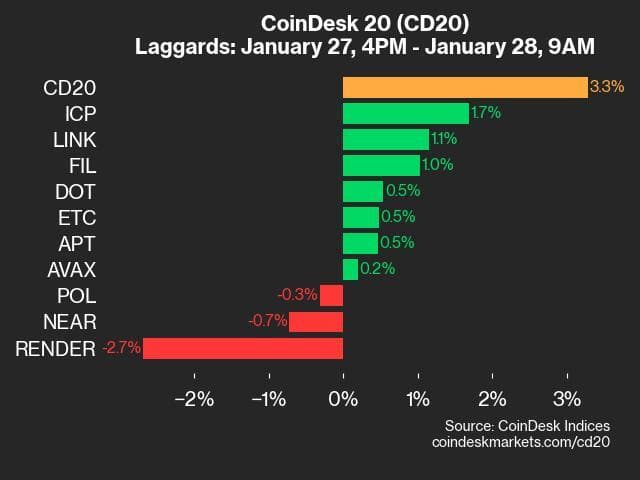 9am CoinDesk 20 Update for 2025-01-28: laggards chart