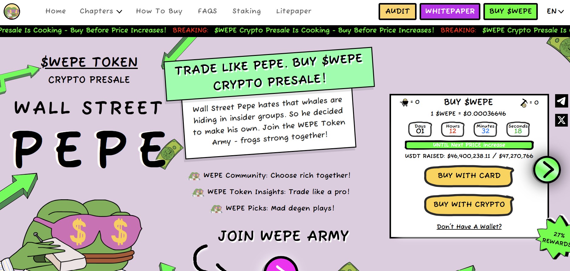 wall street pepe - Bull Run Crypto Belum Berakhir, 4 Presale Altcoin Terbaik yang Sedang Melonjak Saat Ini