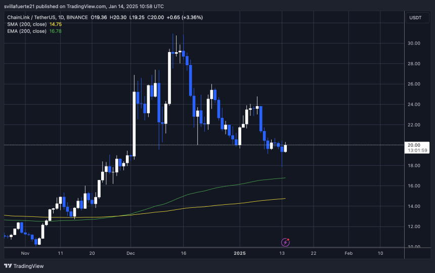 LINK Testing crucial level around $20 | Source: LINKUSDT chart on TradingView