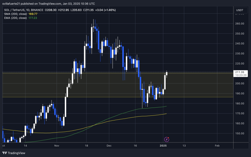 SOL daily chart showing strength 