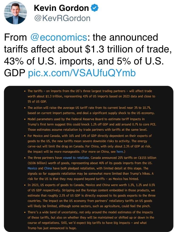 Tariffs affect about $1.3 trillion of trade