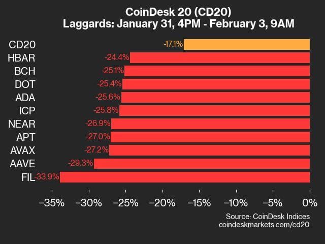 9am CryptoX 20 Update for 2025-02-03: laggards chart