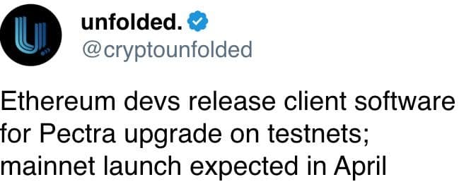 Ethereum devs release client software for Pectra upgrade on testnets
