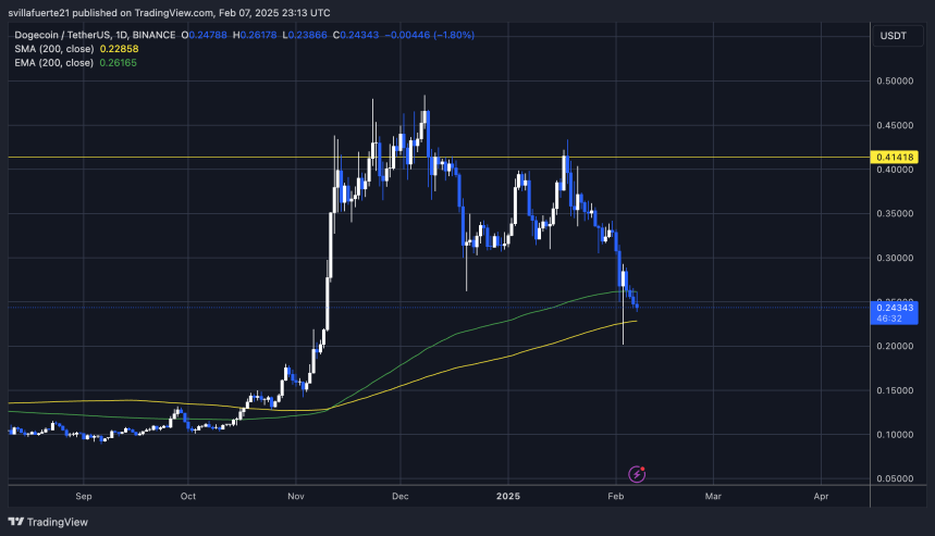 DOGE testing crucial liquidity levels | Source: DOGEUSDT chart on TradingView