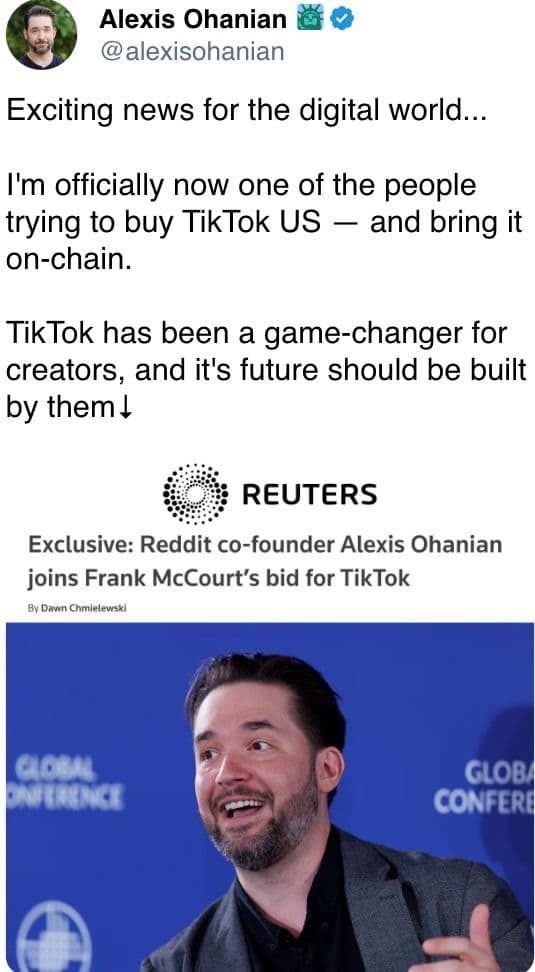 Ohanian joins TikTok bid