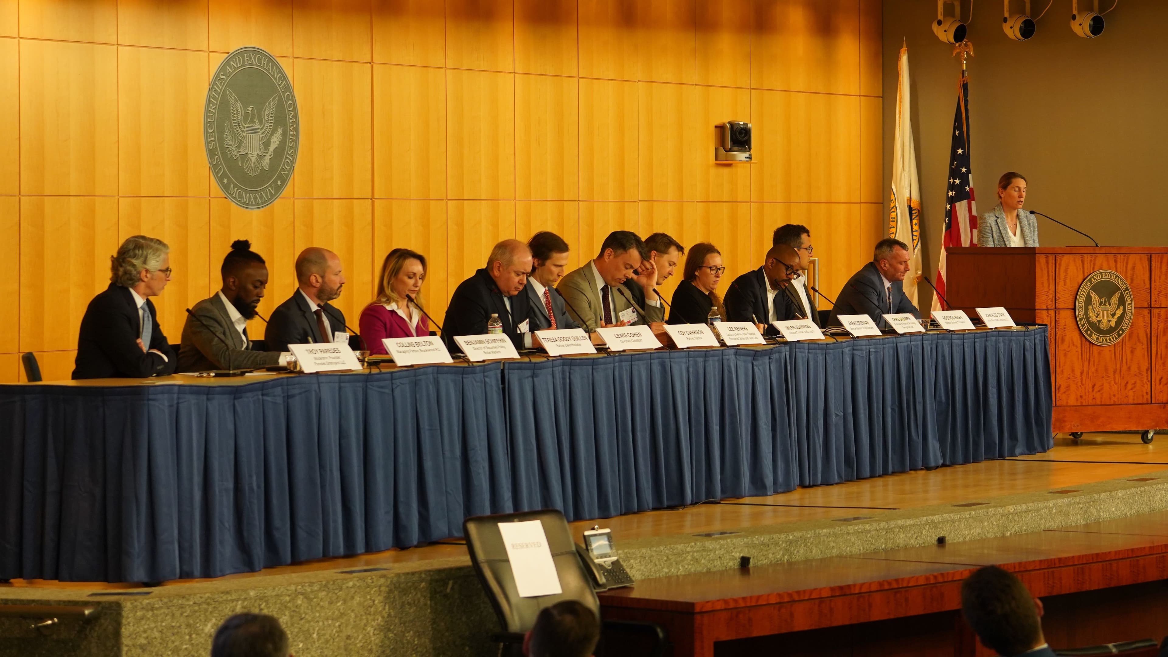 Panelists speak at SEC Crypto Task Force's first roundtable discussion (Nikhilesh De/CoinDesk)