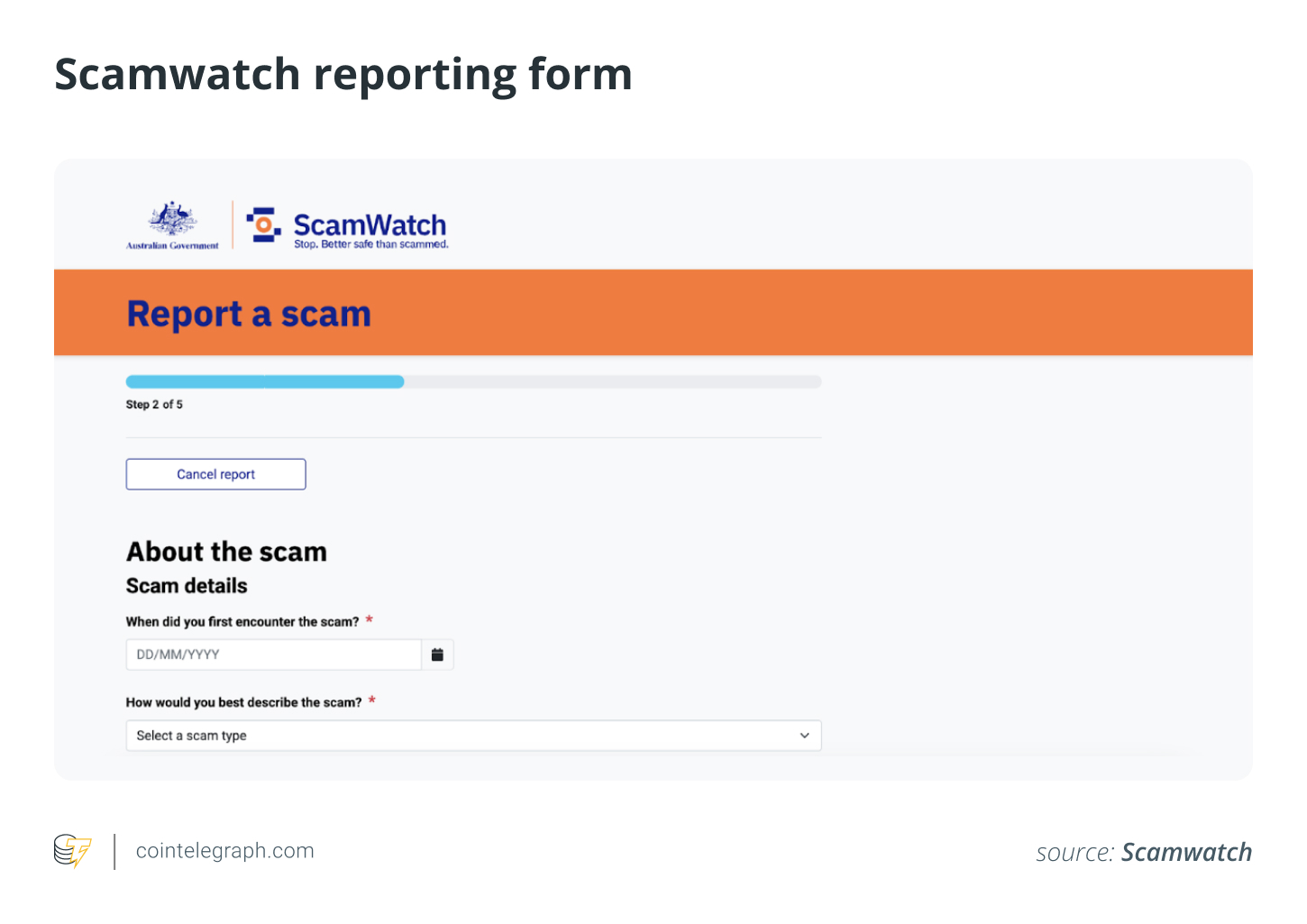 Scamwatch reporting form