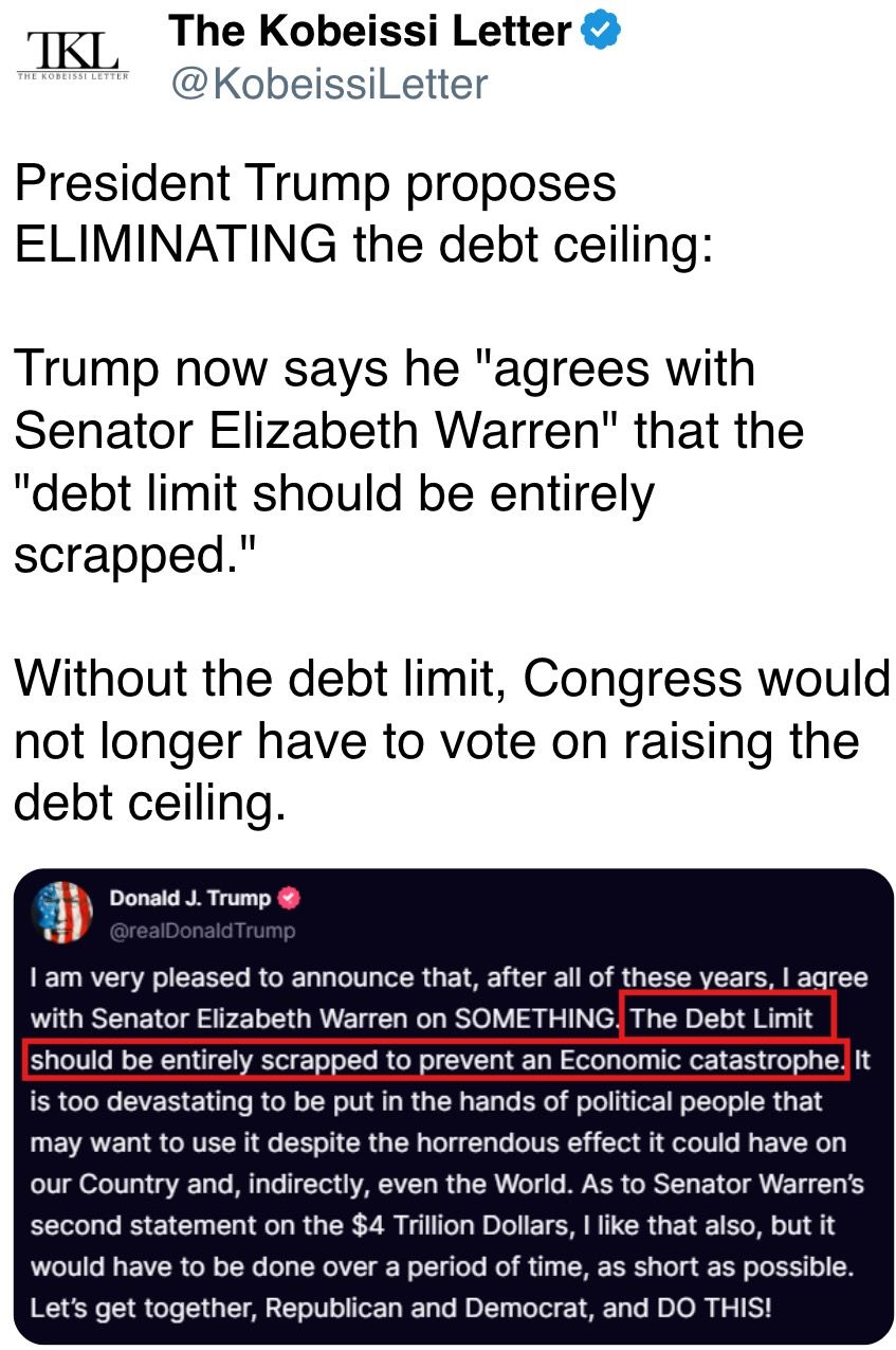 President Trump proposes ELIMINATING the debt ceiling:
