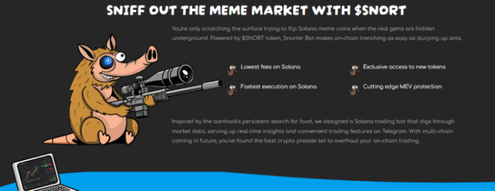 Snorter Bot helps you sniff out meme coin opportunities and trade instantly.