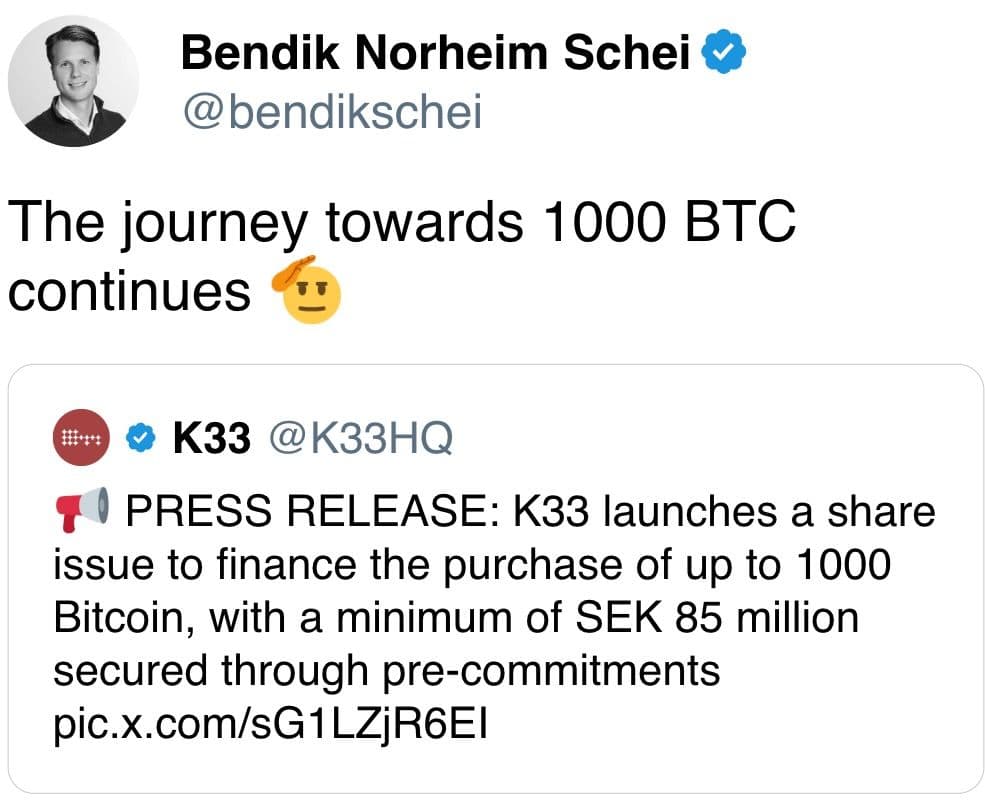 The journey towards 1000 BTC continues 
