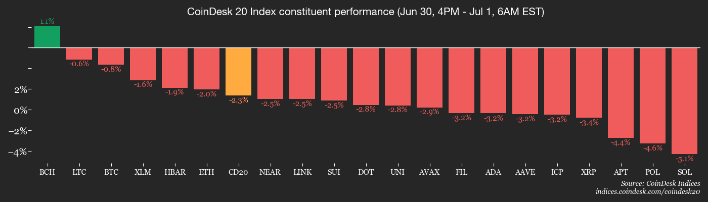 CoinDesk 20 members’ performance