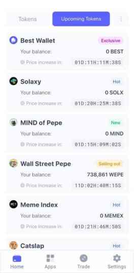 Best Wallet Upcoming Section